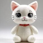 Biały kotek z czerwoną obróżką