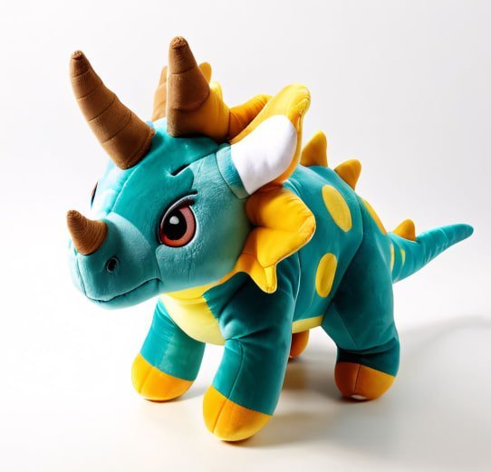 Dinozaur turkusowy z rogami - obrazek 2